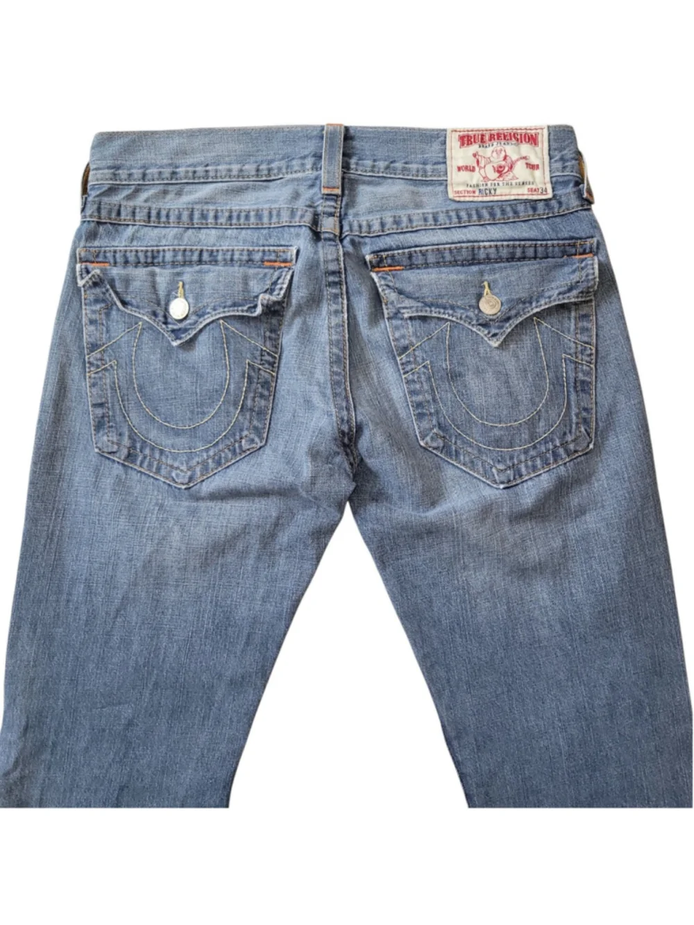 True Religion Ricky Men's Relaxed Mid-Rise Straight-Leg Blue Jeans Size 33/32
